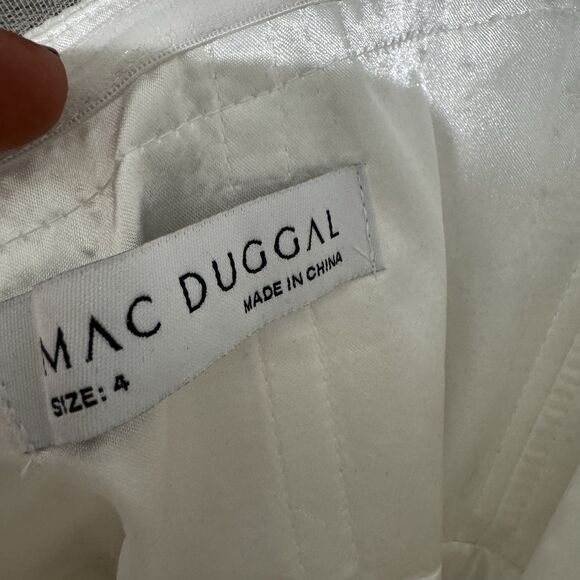 Mac Duggal Dress Women's 4 White Tiered Ruffle Strapless Ball Gown Bridal Tulle - Picture 8 of 12